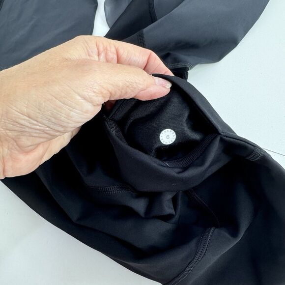 LULULEMON Speed Tight III-Full on Luxtreme Sz 6  Navy Black Stripes Ruched Ankle - Picture 6 of 11